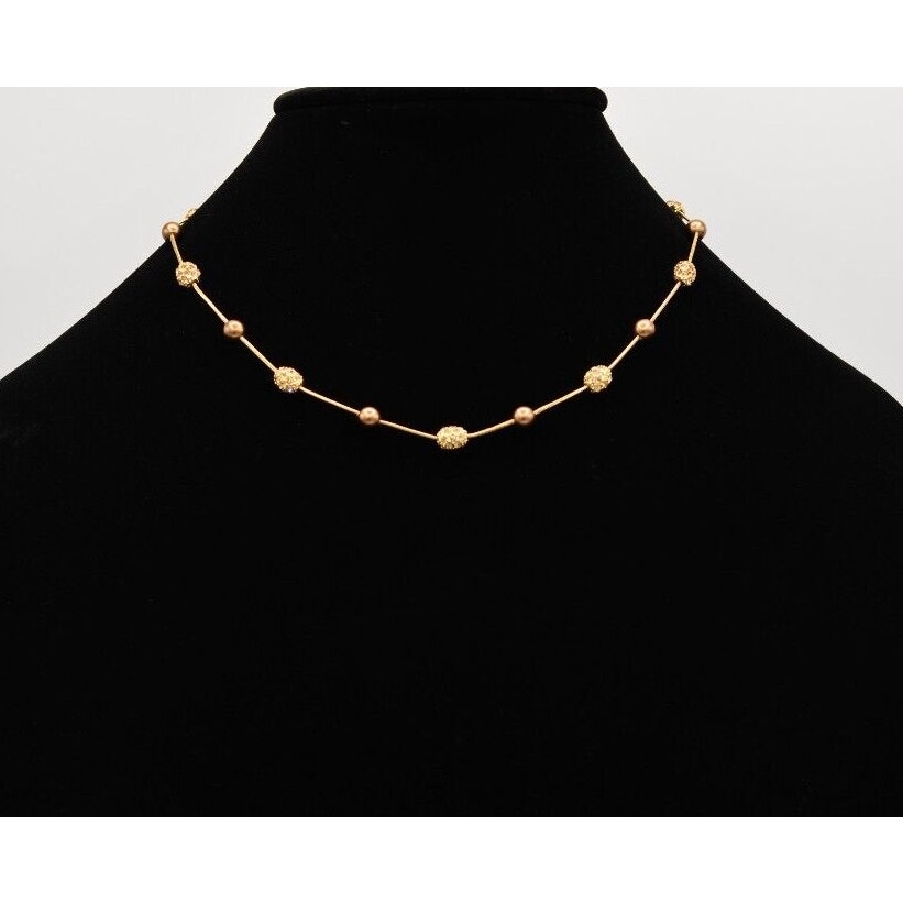 Monet Vintage Collar Choker Necklace Bronze Pearl Beaded Crystal Signed Bin4b — image 3 of 8